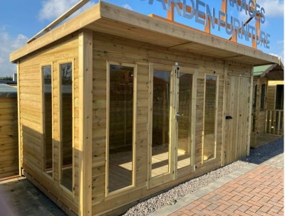 Garden sheds - The Wakefield Road show site, Barnsley. Yorkshires biggest garden building show site
